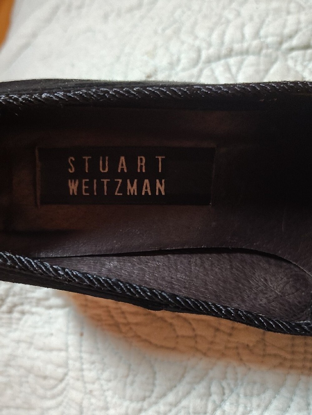 Stuart Weitzman Vintage Y2K Black Suede Block Heel Pumps With Tassel - Picture 7 of 9